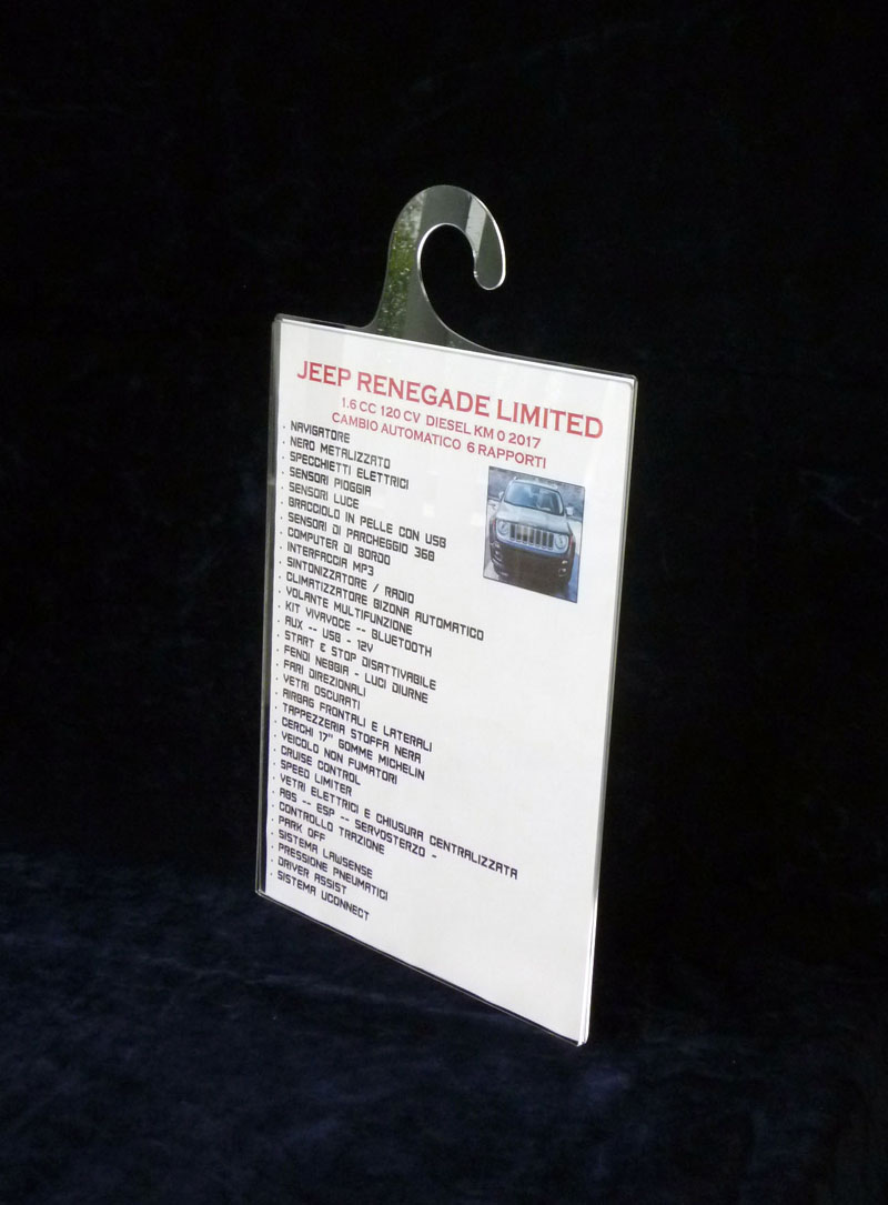 portacaratteristiche a gancio per specchietto retrovisore auto